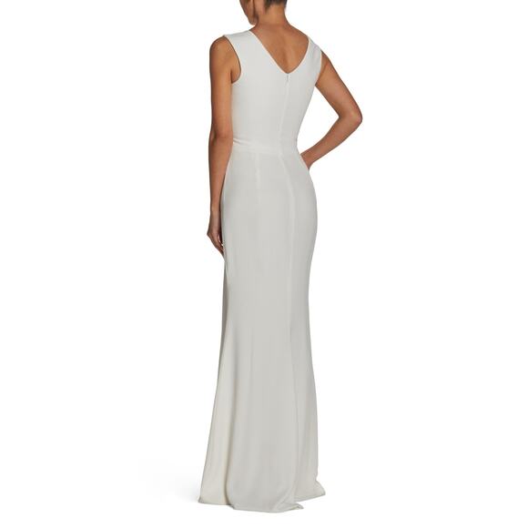 Dress the Population Sandra Plunge Crepe Trumpet Gown off white size Xxs - Picture 2 of 15